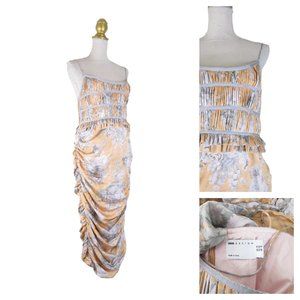 ASOS Floral Midi Dress in Orange and Gray